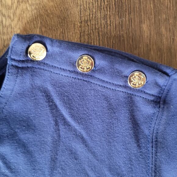 Talbots Women's Large Blue Long Sleeved Shirt Gold Button Accents Top Spring - Picture 5 of 9
